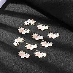 合金エナメルチャーム  ライトゴールド  牛  ホワイト  16x19x2.5mm  穴：2.5mm&nbsp;ENAM-S119-005A