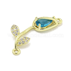 Rack Plating Brass Micro Pave Clear Cubic Zirconia Flower Connertor Charms&nbsp;KK-Z043-03E