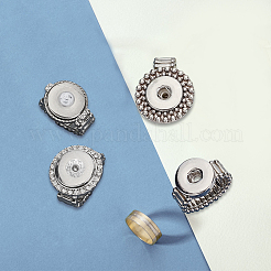 4個4スタイルのクリスタル交換可能なスナップストレッチリングセッティング  合金指輪アクセサリーパーツ  プラチナ  usサイズ{12}（10mm）〜usサイズ1/4 20（12mm）  3/4個/スタイル&nbsp;RJEW-DR0001-01