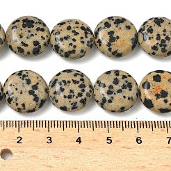 天然石ダルメシアンジャスパービーズ連売り  フラットラウンド  15~15.5x6mm  穴：0.8~1mm  約26個/連  15.55~15.71インチ（39.5~39.9cm）&nbsp;G-L648-B19-15mm