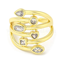 Real 18K Gold Plated Brass Micro Pave Clear Cubic Zirconia Open Cuff Rings&nbsp;LS-RJEW-G303-01D-G
