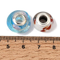 手作りランプワークヨーロピアンビーズ  大穴ビーズ  ロンデルと長方形  プラチナ真鍮コアと  ミックスカラー  10~16x10~15x12~14mm  穴：5mm&nbsp;LA-CBA3AB5-01