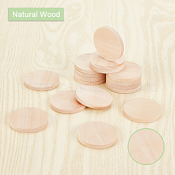 未染色の木製カボション  フラットラウンド  バリーウッド  40x5mm&nbsp;WOOD-WH0026-06A