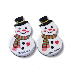 クリスマススタイルのプリントアクリルカボション  雪だるま  37x22x2mm&nbsp;MACR-O045-01I