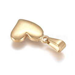 304ステンレススチールチャーム  膨らんだ心  ゴールドカラー  18x13x3.2mm  穴：7x3mm&nbsp;X-STAS-I127-068G-01