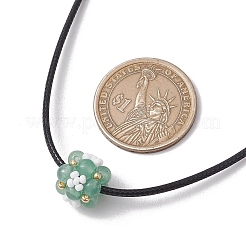 Natural Mixed Stone & Glass Seed Beads Cluster Flower Pendant Necklaces&nbsp;NJEW-MZ00095