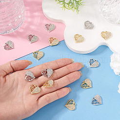 16Pcs 2 Colors Rack Plating Alloy Micro Pave Rhinestone Pendants&nbsp;FIND-TA0010-15