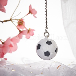 プラスチック製のペンダント装飾  真鍮ボールチェーン付き  サッカー  ホワイト  360mm&nbsp;HJEW-WH0008-30P