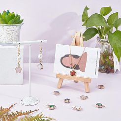 10個10スタイルの天然および合成宝石用原石のペンダント  ライトゴールドメッキエッジと真鍮製ループ付き  スター  多面カット  16~17x13x6.5mm  穴：1.6mm  1個/スタイル&nbsp;G-FH0001-29