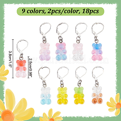 18Pcs 9 Colors Resin Bear Pendant Stitch Marker&nbsp;HJEW-NB00012