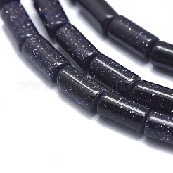合成ブルーゴールドストーン青金砂石ビーズ連売り  コラム  3.5~4x2mm  穴：0.7mm  穴：0.7mm  約82~88個/連  15.35インチ（39cm）&nbsp;G-A177-02-06