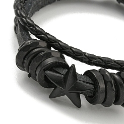 PU Imitation Leather Cord Triple Layer Multi-strand Bracelets&nbsp;BJEW-P329-05
