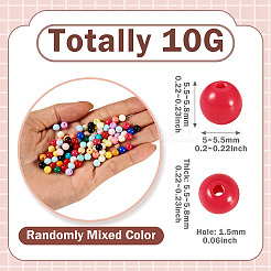 不透明アクリルビーズ 10g  ラウンド  ミックスカラー  5~5.5x5.5~5.8x5.5~5.8mm  穴：1.5mm&nbsp;SACR-TADJ0001-03D