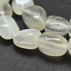 天然ホワイトムーンストーンビーズ連売り  ナゲット  タンブルストーン  12~15x6~8x5mm  穴：0.8mm  約34個/連  15.75インチ（40cm）&nbsp;G-O186-C-04