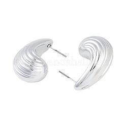 女性用ティアドロップ CCB プラスチック スタッド イヤリング  304ステンレスピン付き  プラチナ  32x17mm&nbsp;EJEW-Q382-03P