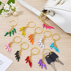 10Pcs 10 Colors Alloy Enamel Horn of Plenty Pendant Keychain&nbsp;KEYC-GA00020