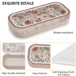プラスチック眼鏡ケース1個  花模様の長方形  キャメル  165x76x31.5mm&nbsp;AJEW-CN0005-10