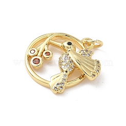 Brass Micro Pave Cubic Zirconia Pendants&nbsp;KK-S337-01G