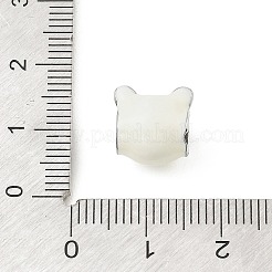 304ステンレススチールエナメルヨーロピアンビーズ  大穴ビーズ  パンダ  ホワイト  10.5x10.5x8.5mm  穴：4.5mm&nbsp;STAS-Z199-09P