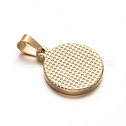 304 Stainless Steel Flat Round with Tree Pendants&nbsp;LS-STAS-L148-03