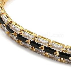 Rack Plating Brass Micro Pave Cubic Zirconia Rectangle Link Chain Bracelets&nbsp;BJEW-Q771-06G-01