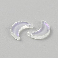 ガラスチャーム  ムーン  クリアAB  16x11x2.7mm  穴：1.2mm&nbsp;GLAA-WH0042-49