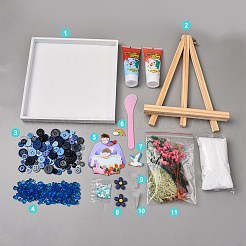 DIYモザイクトレイクラフト製作キット  トレイ付き  木製イーゼル  プラスチック製ヘラ  ドライフラワーと樹脂のカボション  クリーム糊  ミックスカラー  200x200x19mm&nbsp;WD-CBA592A-07