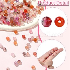 200個の天然瑪瑙ビーズ  多面カットラウンド  染め＆加熱  ピンク  4mm  穴：0.8mm&nbsp;G-CJ0001-78