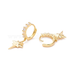 Star Dangle Huggie Hoop Earrings&nbsp;EJEW-A064-05G-RS