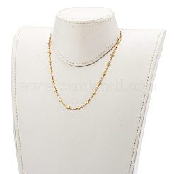 304ステンレススチールクロスリンクチェーンネックレス  カニカン付き  ゴールドカラー  16.61インチ（42.2cm）&nbsp;NJEW-JN03391