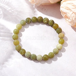 Frosted Natural TaiWan Jade Round Beaded Stretch Bracelets for Women Men&nbsp;BJEW-JB11478-02