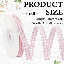 ポリエステルリボン  グリッド  ピンク  3/8インチ（10mm）&nbsp;AJEW-WH0816-190B