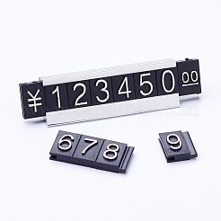 Quoteprice用のプラスチック数や通貨単位  真鍮製のフレームと  ブラック  97x12mm  真鍮フレーム：8個/箱  数と通貨単位：19セット/箱&nbsp;ODIS-D017