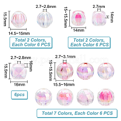 72 個 12 スタイル UV メッキ透明アクリルビーズ  丸 & 多角形 & 長方形 & カボチャ  ミックスカラー  15~16x14~16x14~16mm  穴：2.6~3.8mm  6個/スタイル&nbsp;TACR-PH0001-57C