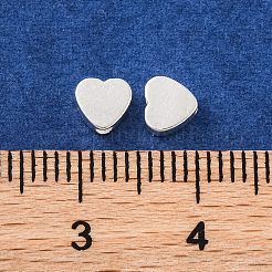真鍮ビーズ  鉛フリー＆カドミウムフリー  ハート  925銀メッキ  4.5x5x2.3mm  穴：1.4mm&nbsp;KK-U024-12S