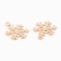 クリスマステーマ  真鍮チャーム  長持ちメッキ  テクスチャ  スノーフレーク  ライトゴールド  18x13.5x0.5mm  穴：1.4mm&nbsp;KK-G385-13LG