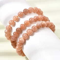 8mm天然サンストーンラウンドビーズストレッチブレスレット（女性用）  内径：1.89インチ（4.8cm）&nbsp;GG-CBA3F02-11A