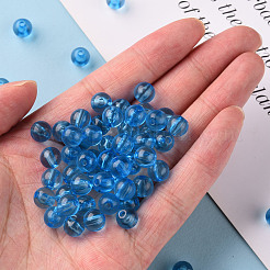 透明なアクリルビーズ  ラウンド  ディープスカイブルー  8x7mm  穴：2mm&nbsp;X-MACR-S370-A8mm-759