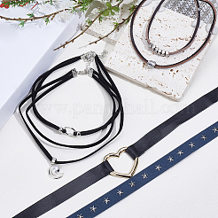 5Pcs 5 Styles Alloy Pendant Imitation Leather Cord Layer Necklaces&nbsp;NJEW-CL0005-15
