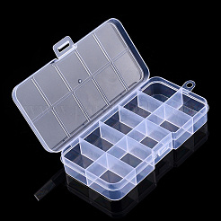 透明プラスチック容器  10コンパートメント  DIYアートクラフト用  ネイルダイヤ  ビーズ収納  長方形  透明  12.8x6.7x2.2cm  穴：5.5mm  コンパートメント：3.05x2.4センチメートル&nbsp;CON-T006-02