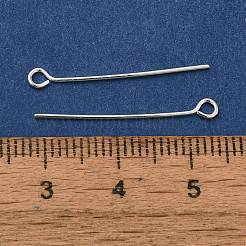 真鍮製アイピン  鉛フリー＆カドミウムフリー  925銀メッキ  25x3x0.7mm  穴：1.8mm&nbsp;KK-H502-02D-S