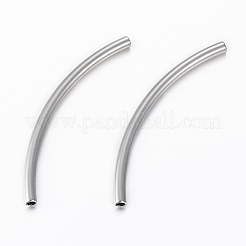 変色しにくい304ステンレススチールチューブビーズ  カーブ  ステンレス鋼色  50x3mm  穴：2mm&nbsp;STAS-K154-D-78P