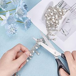 1ヤードの鉄製ラインストーンストラスチェーン  イミテーションパールフリンジタッセルチェーン  結婚式の装飾を縫うため  スプールで  クリスタル  38x6mm&nbsp;CH-NB0001-02