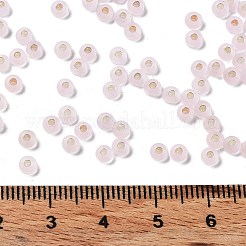 8/0 ガラスシードビーズ  艶消し  銀並ぶ  ラウンド  ピンク  3x2mm  穴：0.8mm&nbsp;SEED-Z001-C-E04