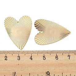 ラックメッキ真鍮チャーム  ハート  18KGP本金メッキ  30x23x1mm  穴：1.4mm&nbsp;X-KK-K351-06G