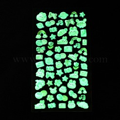 エポキシ樹脂 3D ふわふわステッカー  漫画のステッカー  カラフル  暗闇で光る  兎  7~22x7~22x4~5.5mm&nbsp;DIY-G122-01I