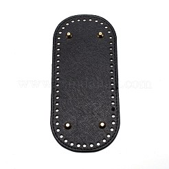 イミテーションレザー編みかぎ針編みバッグボトム  鉄パーツ  バッグボトムアクセサリー用  オーバル  ブラック  22x10x0.8cm  穴：5mm&nbsp;DIY-WH0302-37B