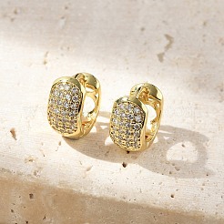 Brass Micro Pave Clear Cubic Zirconia Hoop Earrings&nbsp;LS-EJEW-D311-103G