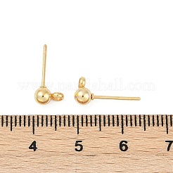 304ステンレススチールボールポストスタッドピアス金具  ループと316サージカルステンレススチールピン付き  ゴールドカラー  15x7x4mm  ピン：0.8mm&nbsp;X-STAS-Z035-01G-H