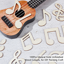100Pcs Musical Note Unfinished Wood Cutouts&nbsp;WOOD-WH0025-95